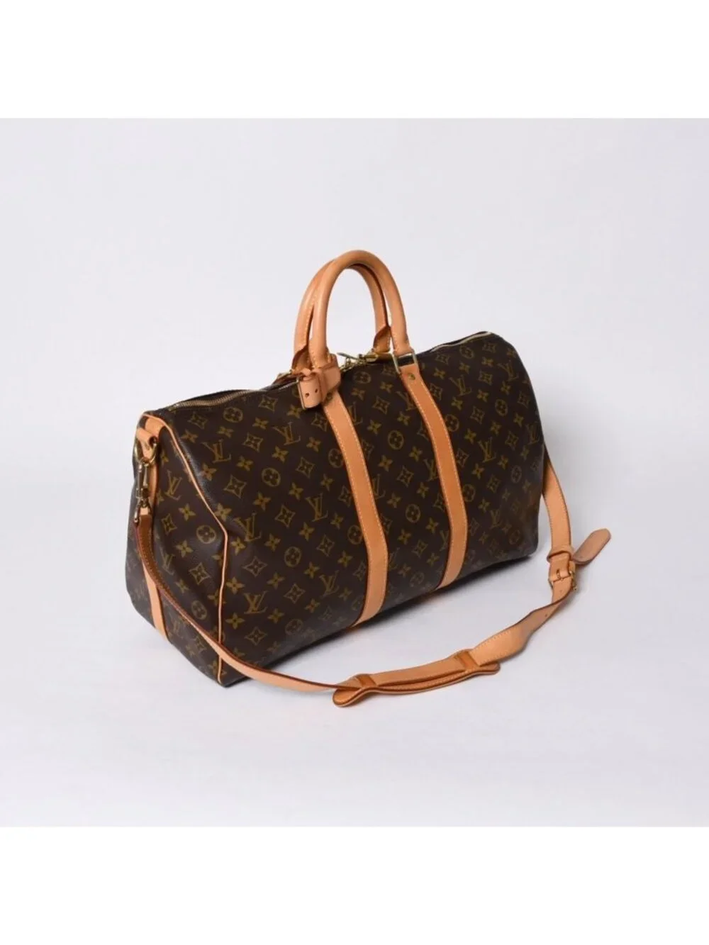 Louis Vuitton Boston Bag Keepall Bandouliere 45 Monogram Brown Gold